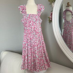 Copper Key Pink Floral Ruffle Dress